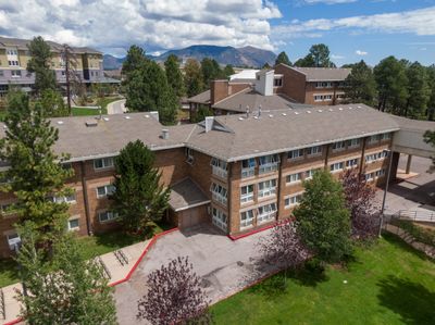 Gabaldon Hall, a residential hall, on a summer day at Flagstaff campus.