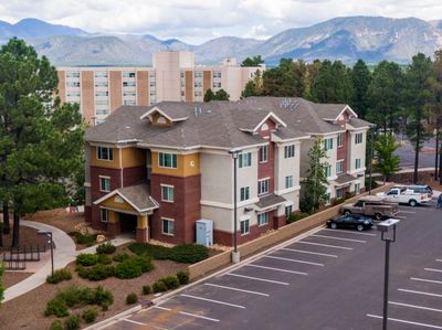 McKay Village, a residential hall, during a sunny day on NAU Flagstaff mountain campus.