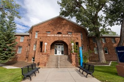 The exterior of Morton Hall, a residential hall, at NAU campus.