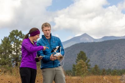 NAU students working in a research field.