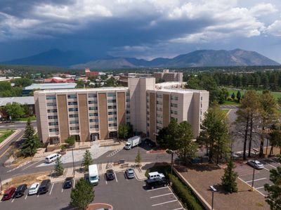 The exterior of Reilly Hall, a residential Hall, on NAU campus.