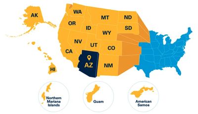 Map of U.S. highlighting WRGP eligible states and territories
