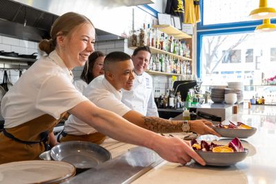 HRM staff, students, and faculty get hands-on experience serving dishes at Shift, a local Flagstaff restaurant.