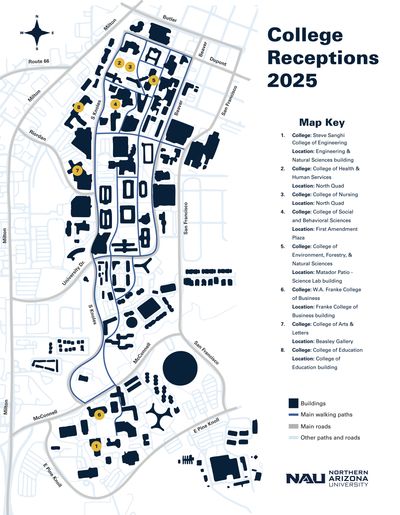 A map of the college receptions for the 2025 welcome week events.